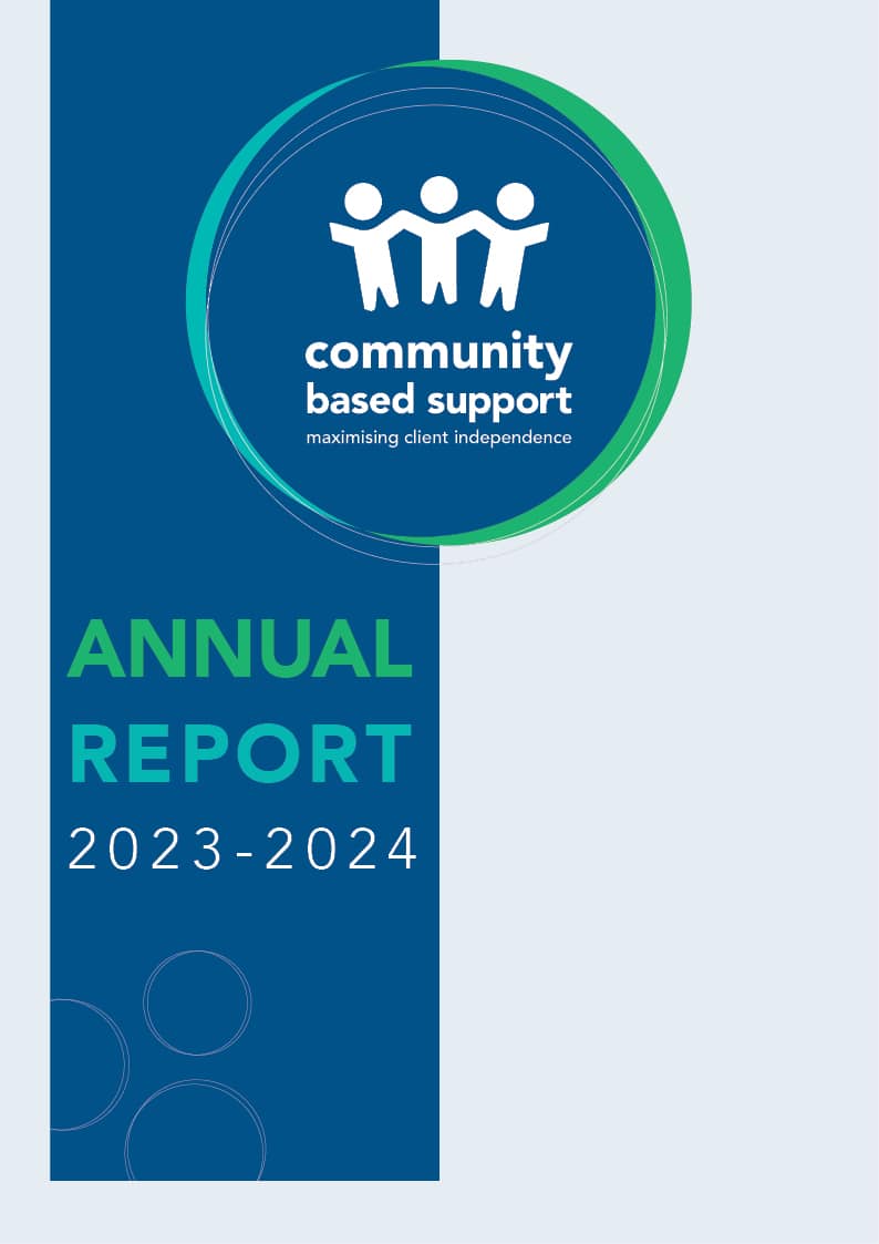 An image of the cover for the 2023-2024 Community Based Support Annual Report
